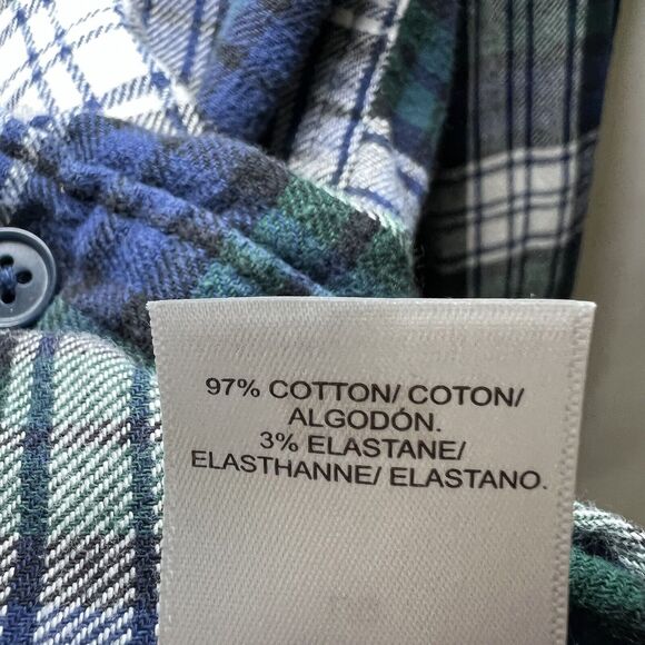 Lucky Brand Button Up Flannel Shirt Mens Size Large Green Blue Plaid Long Sleeve - Picture 10 of 12